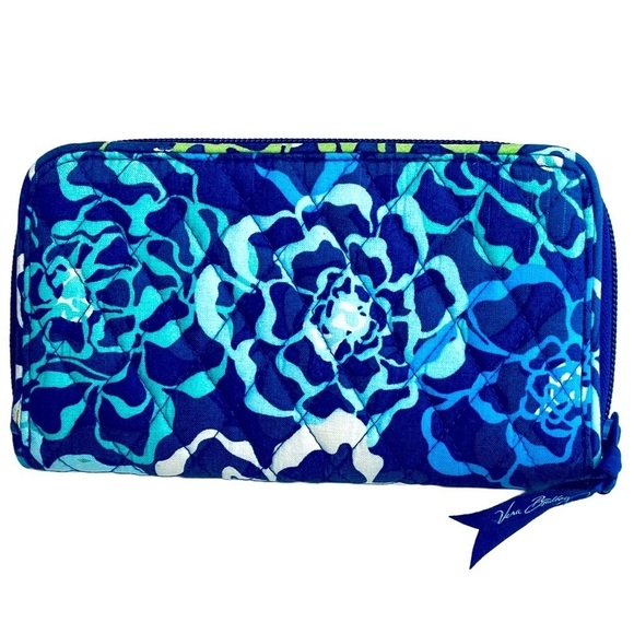 Vera Bradley Wallet Katalina Blues Floral Print Zip Around Accordion Design - Picture 2 of 10